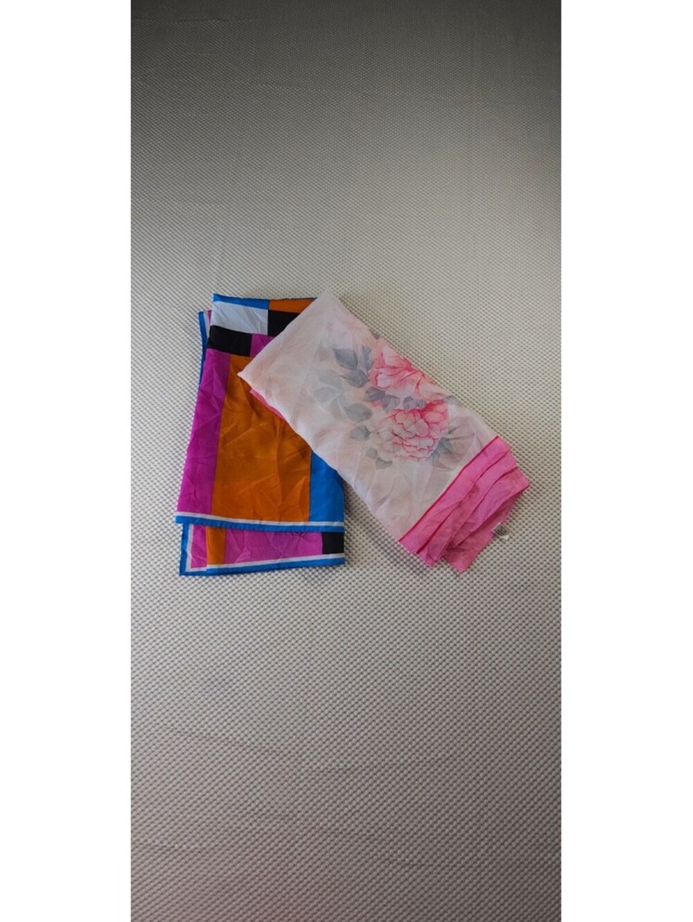 Colorful Geometric and Floral Patterned Scarves, Set of 2